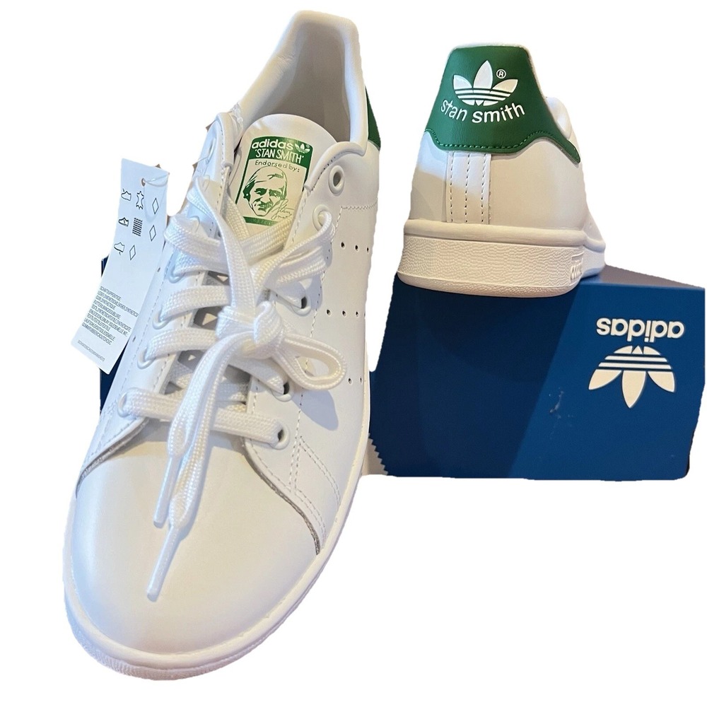 Adidas Originals Men Stan Smith Shoes Sz 8 White Sneaker Leather Casual Athletic - Picture 2 of 15